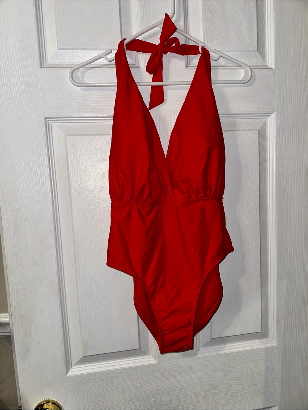Women’s Red Halter One-Piece Swimsuit